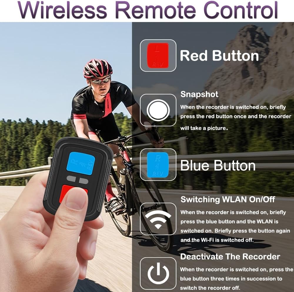 VSYSTO 2K Ultra High Resolution Fahrradkamera Nachtsicht Temperature Display Action Cam
