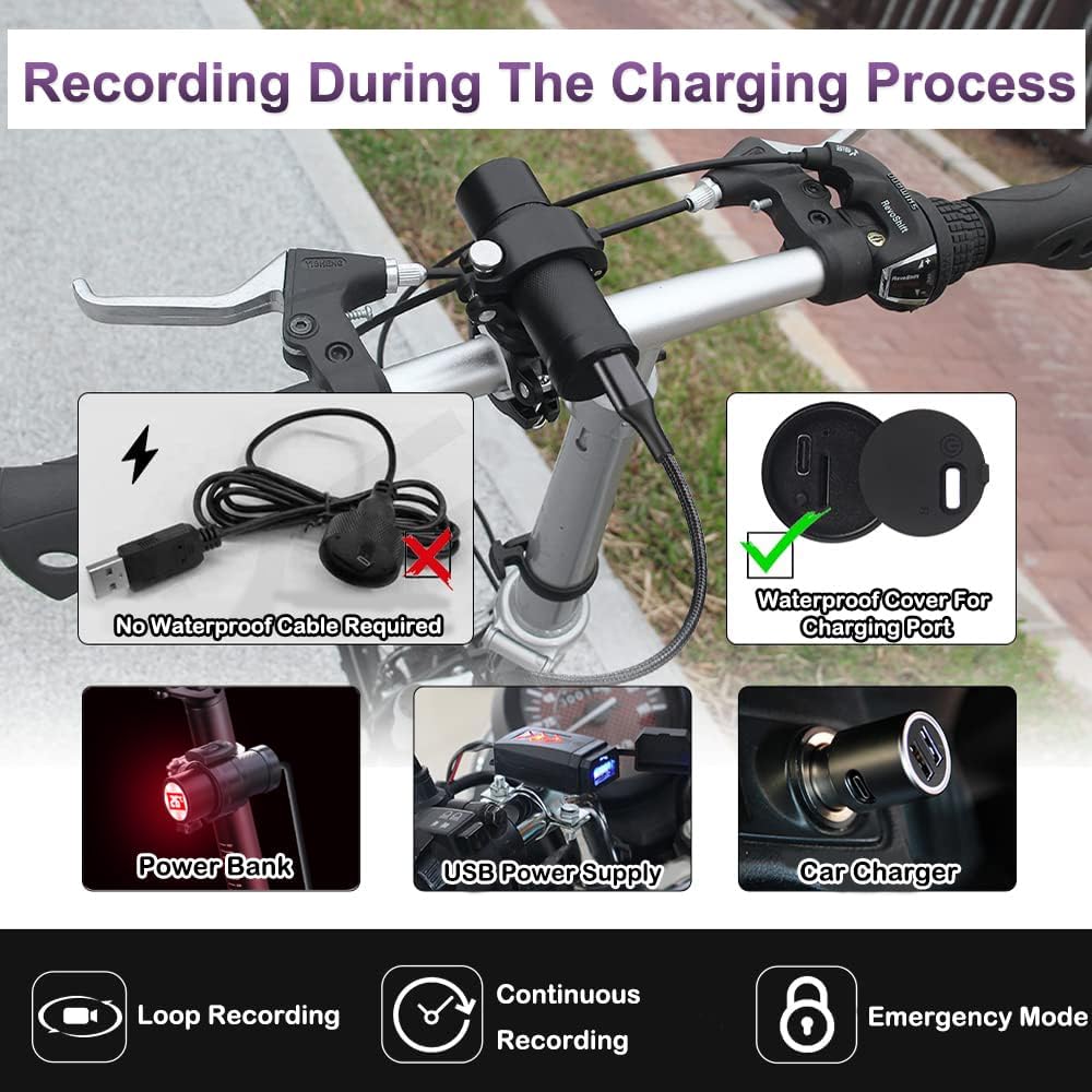 VSYSTO 2K Ultra High Resolution Fahrradkamera Nachtsicht Temperature Display Action Cam