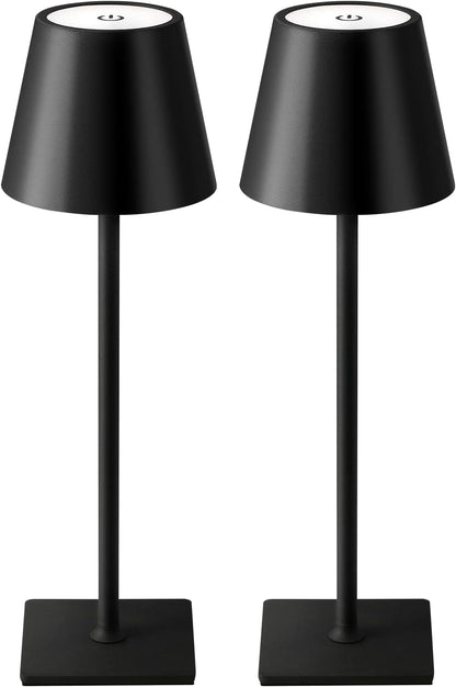 Visdanfo Kabellose Tischlampe, tragbare LED-Schreibtischlampe (2 pack) 4000 mAh, 3 Farben Schwarz