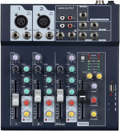 Professioneller Mixer | 4-Kanal-2-Bus-Mixer/mit USB-Audio-Schnittstelle,Stereo-Equalizer