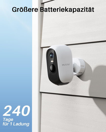 WUUK Überwachungskamera Aussen Akku 2K,32 GB Lokalem Speicher, Nachtsicht, 2.4/5GHz