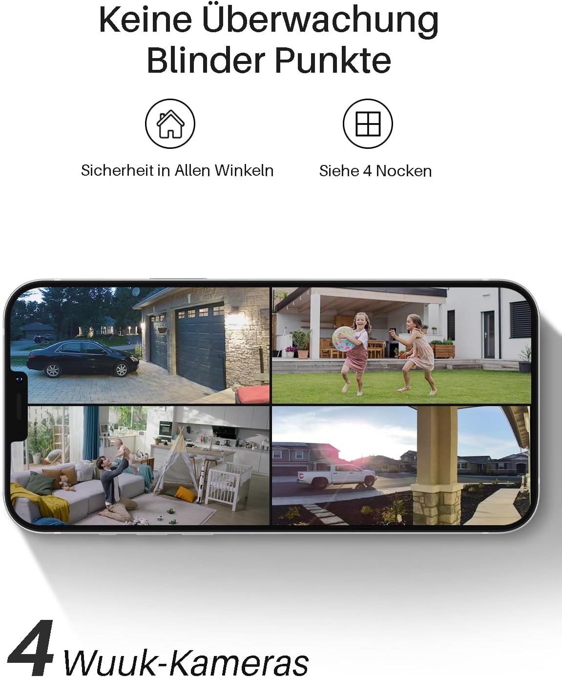 WUUK Überwachungskamera Aussen Akku 2K,32 GB Lokalem Speicher, Nachtsicht, 2.4/5GHz