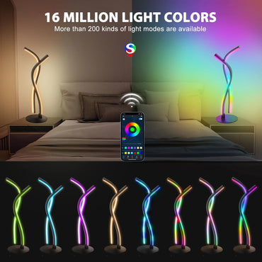 Wefomey LED Nachttischlampe Dimmbar, RGB Warmweiß APP Metall Dekolampe Spiral