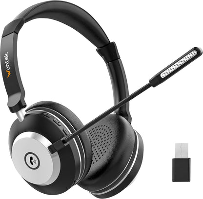 Wantek Wireless Headset mit Noise Cancelling Mikrofon und USB Dongle
