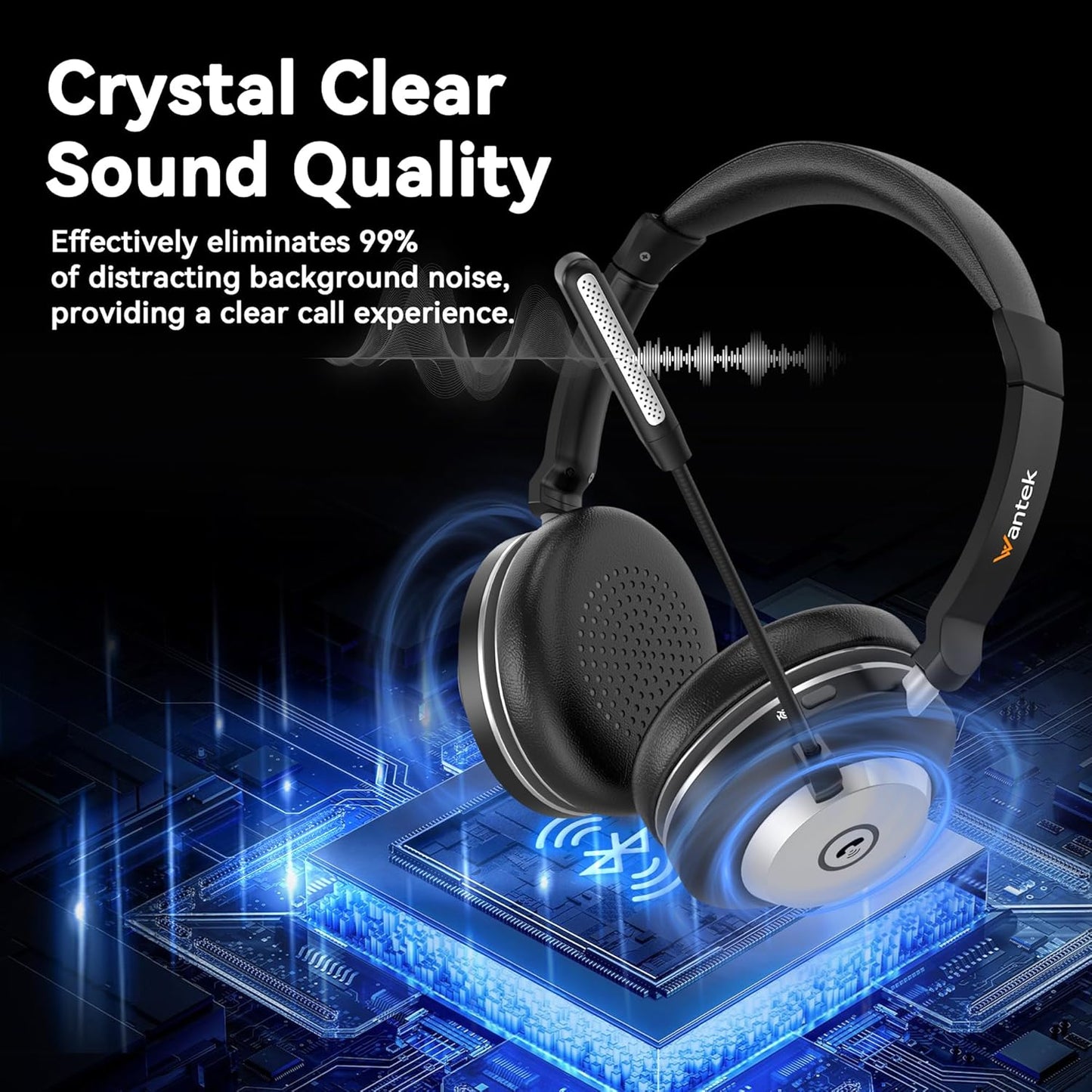 Wantek Wireless Headset mit Noise Cancelling Mikrofon und USB Dongle