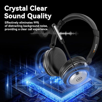 Wantek Wireless Headset mit Noise Cancelling Mikrofon und USB Dongle