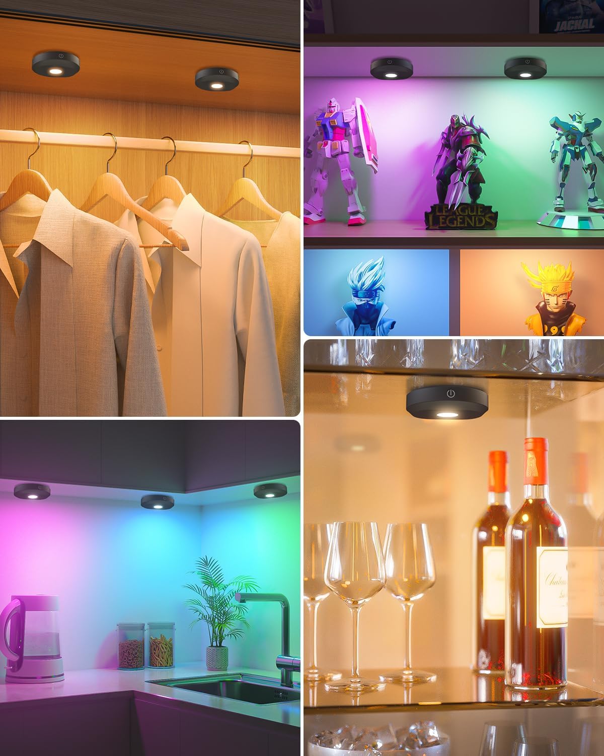 WILLED USB Aufladbar LED Spots Akku mit Fernbedienung,RGB mit Timer Funktion (3er Pack)