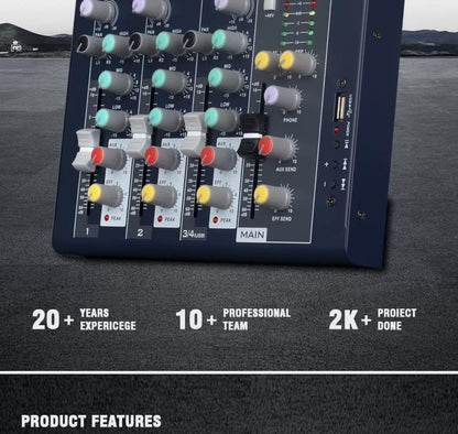 Professioneller Mixer | 4-Kanal-2-Bus-Mixer/mit USB-Audio-Schnittstelle,Stereo-Equalizer