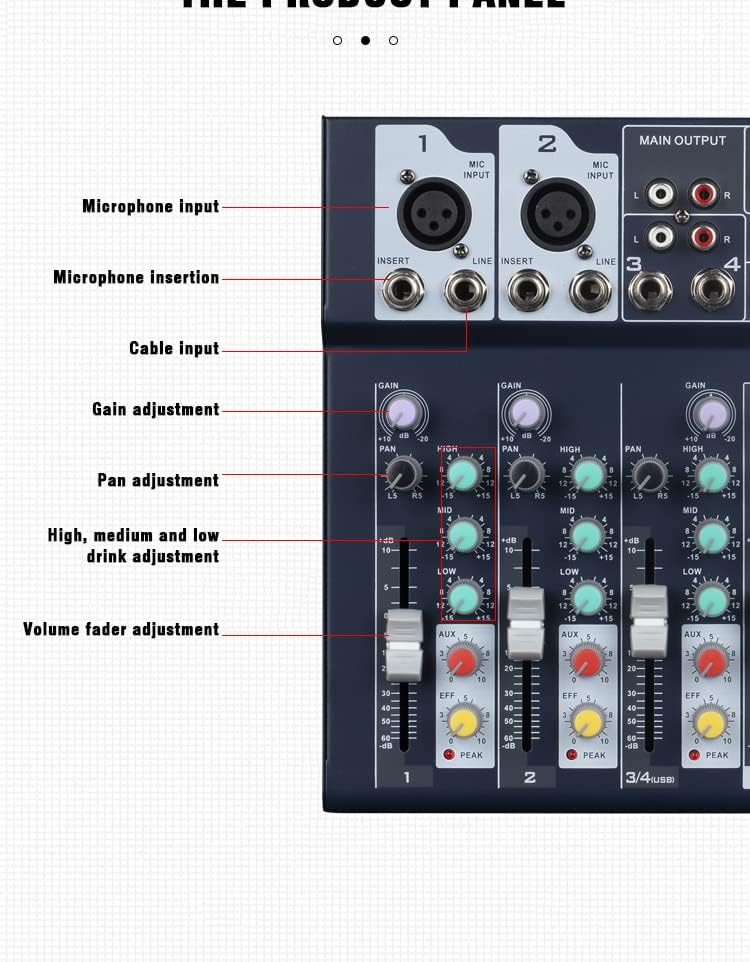 Professioneller Mixer | 4-Kanal-2-Bus-Mixer/mit USB-Audio-Schnittstelle,Stereo-Equalizer
