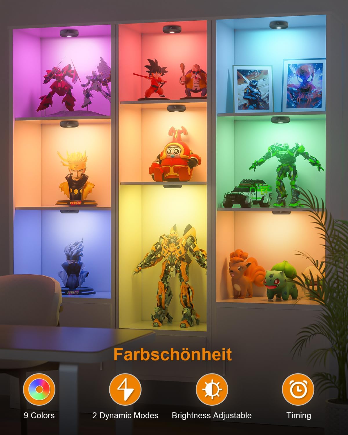 WILLED USB Aufladbar LED Spots Akku mit Fernbedienung,RGB mit Timer Funktion (3er Pack)