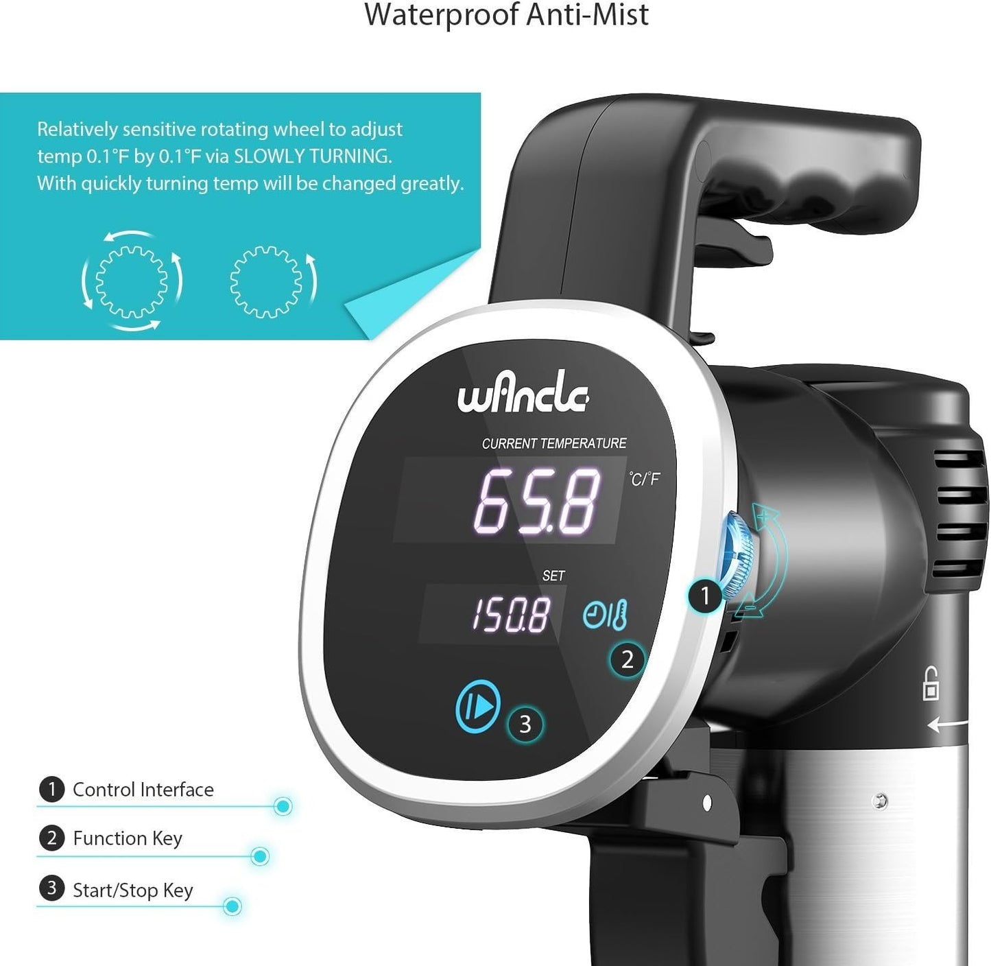 Wancle Sous Vide Präzisionskochtopf Immersion Zirkulator 850W  (Schwarz)