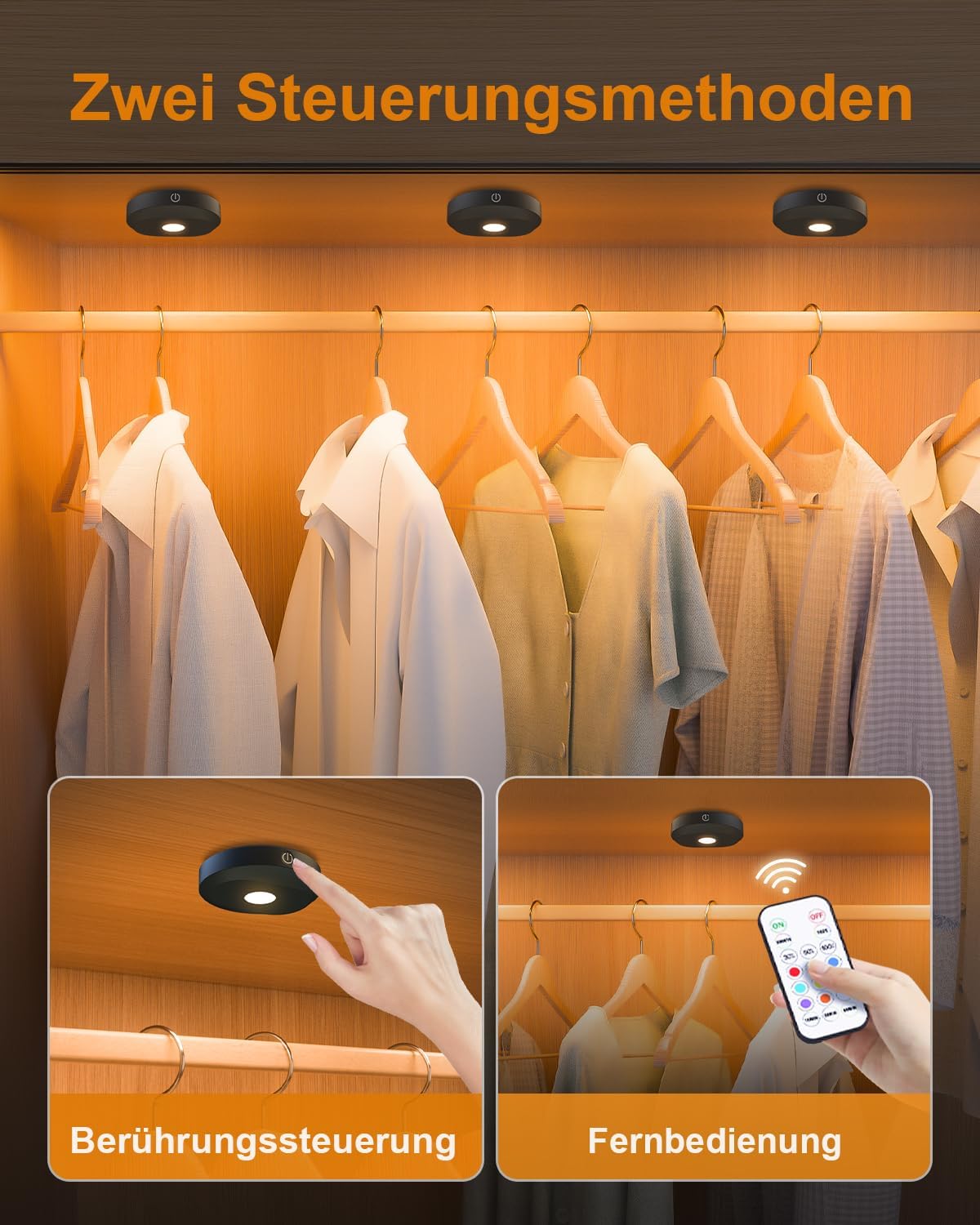 WILLED USB Aufladbar LED Spots Akku mit Fernbedienung,RGB mit Timer Funktion (3er Pack)