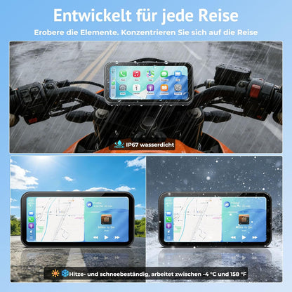 6,25" Motorrad CarPlay Display mit TPMS & Android Auto,OTA | IP67 wasserdicht