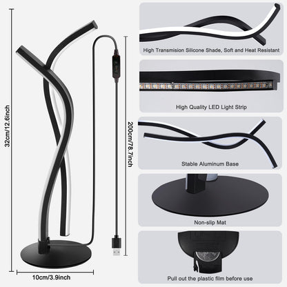 Wefomey LED Nachttischlampe Dimmbar, RGB Warmweiß APP Metall Dekolampe Spiral
