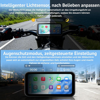 6,25" Motorrad CarPlay Display mit TPMS & Android Auto,OTA | IP67 wasserdicht