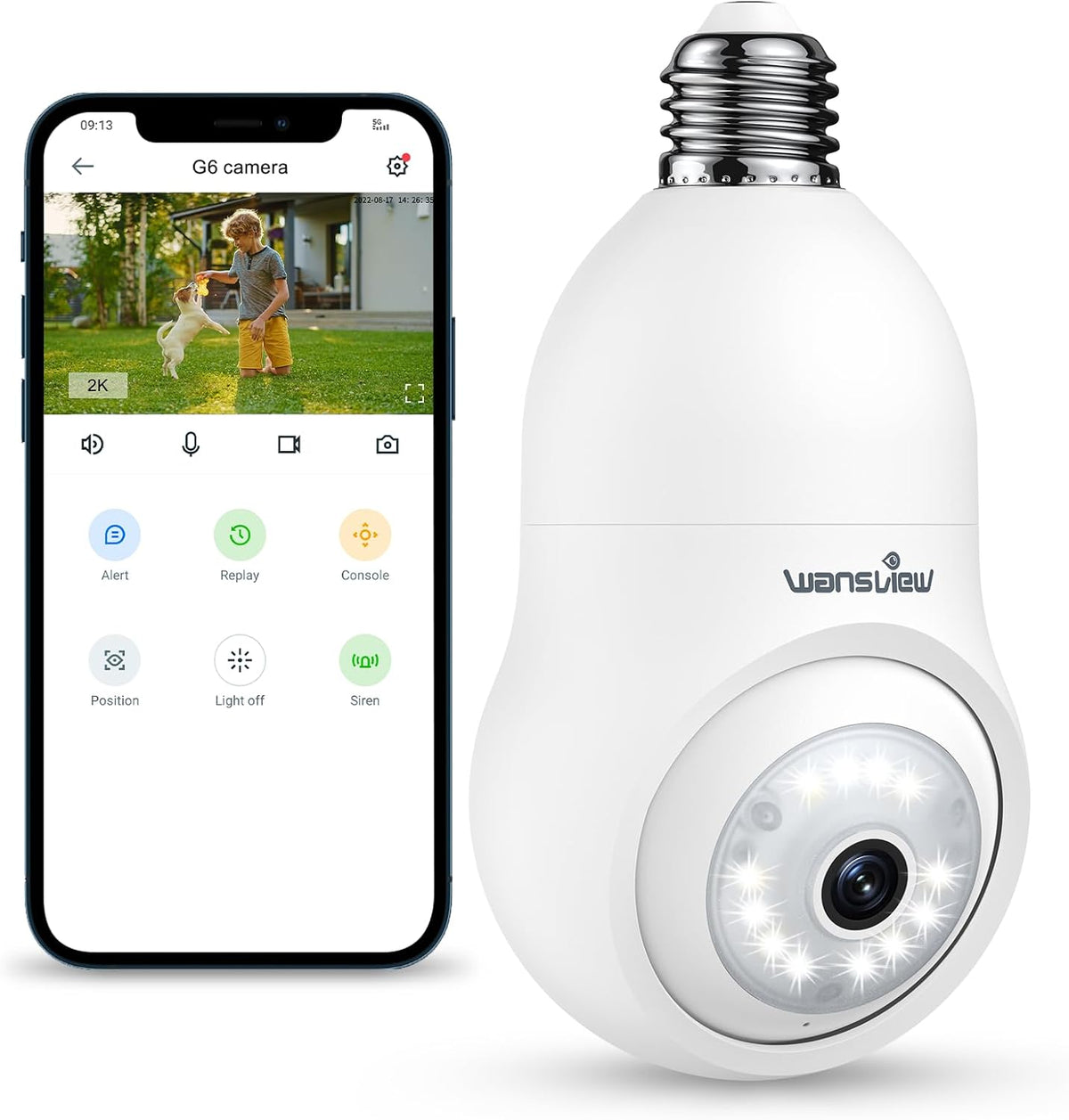 Wansview Sicherheitskamera im GlühbirnenDesign  Kabellose 2K Überwachungskamera