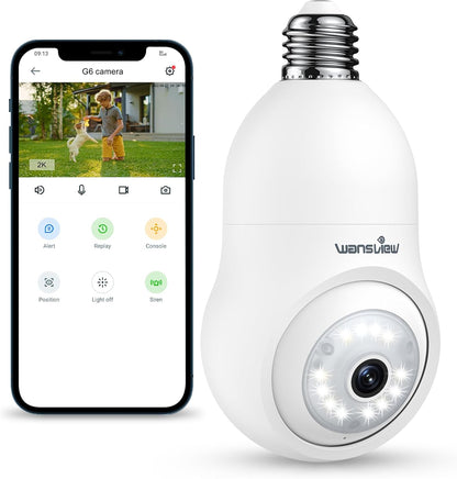 Wansview Sicherheitskamera im GlühbirnenDesign  Kabellose 2K Überwachungskamera
