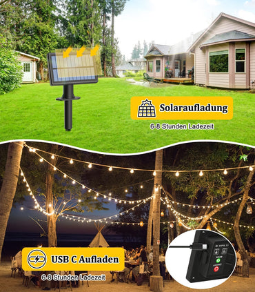 Warlisou Solar Garten Lichterkette: G40 50ft Led Blub - 15M Solar Garten Lampen Fernbedienung