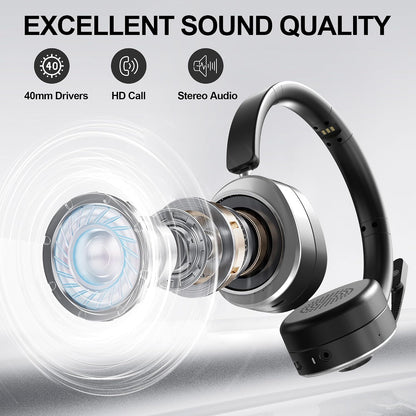Wantek Kabelloses Headset, Bluetooth-Headset mit Mikrofon mit Geräuschunterdrückung
