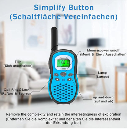 Walkie-Talkies mit LCD-Taschenlampe + Hintergrundbeleuchtung, 3 Meilen Reichweite für Outdoor, Camping, Wandern