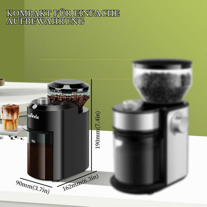 Wancle Elektrische Kaffeemühle für Kaffeebohnen mit 28 Präzisen Mahlstufen