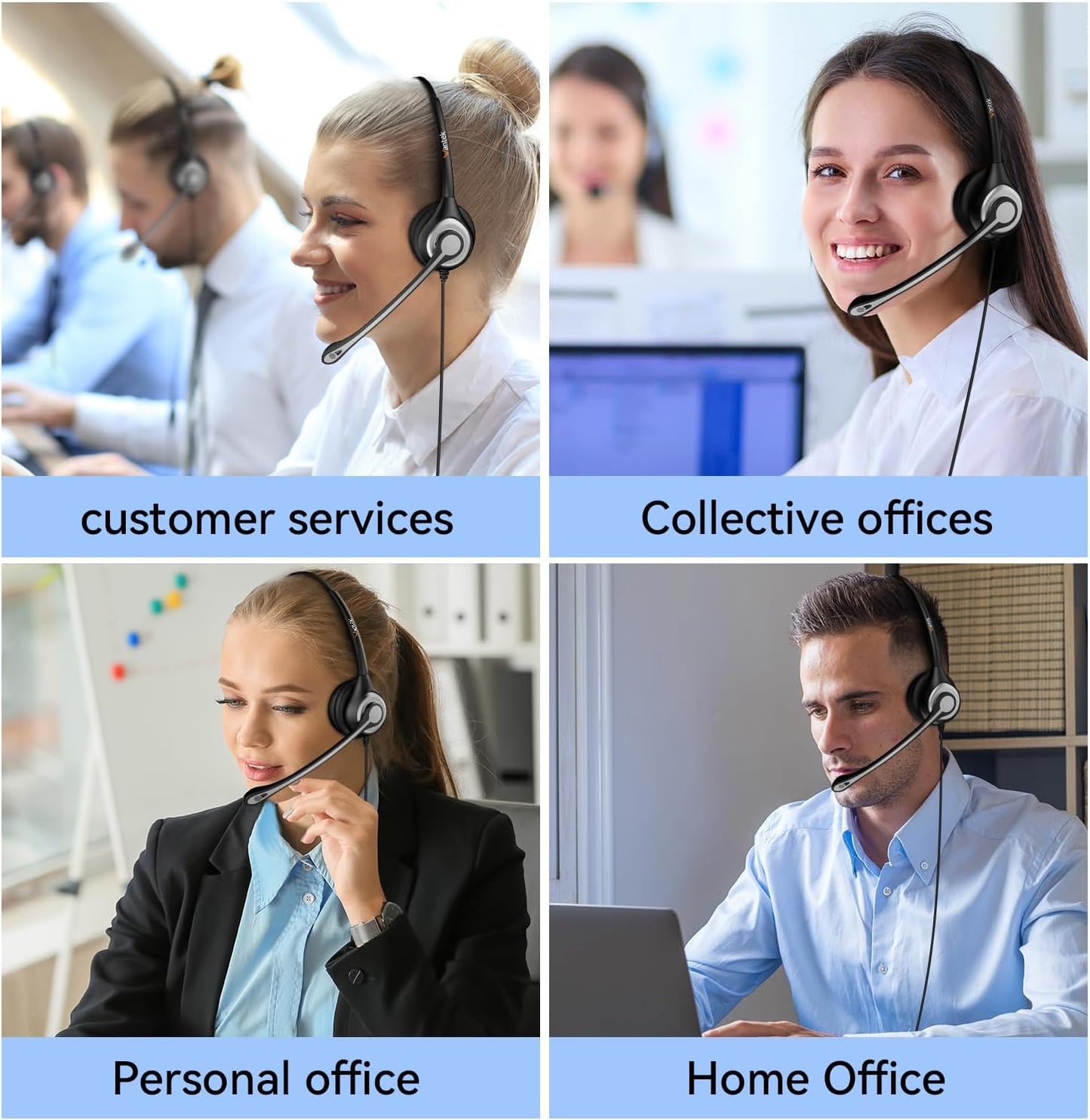 Wantek 2,5mm Klinke Headset Telefon mit Mikrofon Noise Cancelling & Lautstärkeregler Schwarz