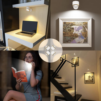 2 X Magnetische Wandleuchter, 16 RGB-Farben, dimmbar, wiederaufladbar, batteriebetrieben, USB, Bildmalerei, Wandleuchte mit Fernbedienung, 360° drehbar, magnetische Kugel, LED-Wandleuchte (weiß)