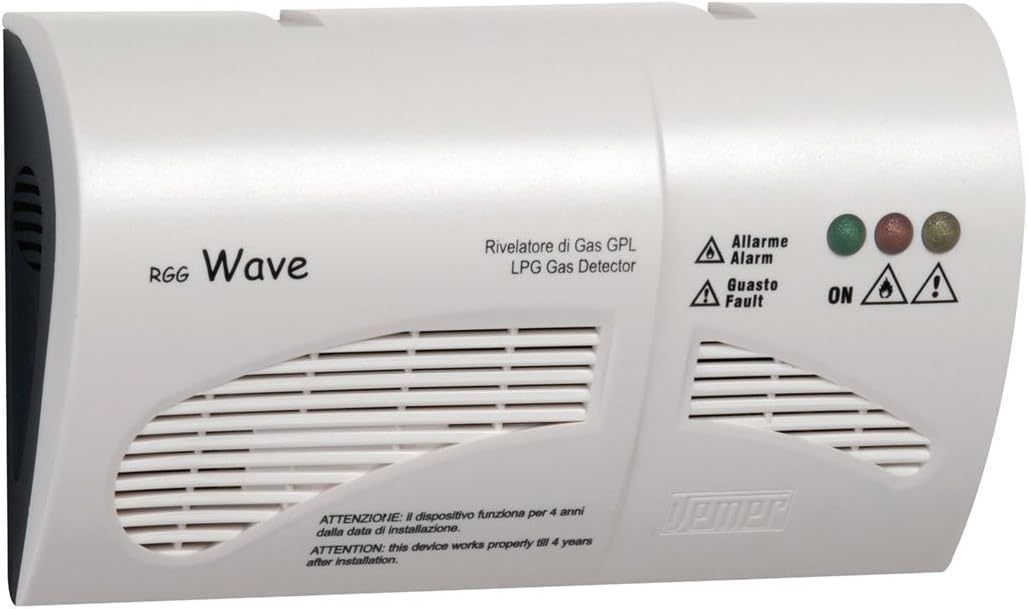 VEMER VN785200 RGG Wave Gasmelder für Flüssiggas, Wandmontage, 230 V Stromversorgung, weiß