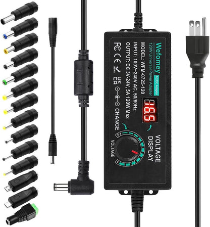 Wefomey 120 W Universal-Netzteil, verstellbar, DC 4 V ~ 24 V, variabler Schaltung, AC/DC-Adapter