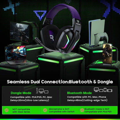 WESEARY WG1 2,4 GHz kabelloses Gaming-Headset,RGB mit Mikrofon für PS5,PS4,PC