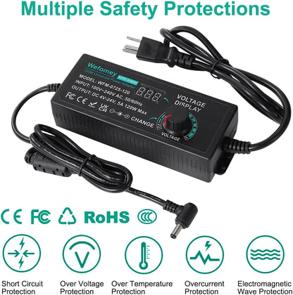 Wefomey 120 W Universal-Netzteil, verstellbar, DC 4 V ~ 24 V, variabler Schaltung, AC/DC-Adapter