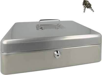 Westcott Geldkassette abschließbar (groß, 30 cm) Silber, 2 Schlüssel, Hartgeldeinsatz
