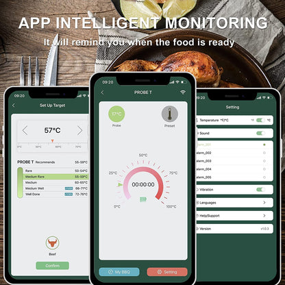 Winnes Fleischthermometer Wireless bratenthermometer  Meat Thermometer iOS /Android App