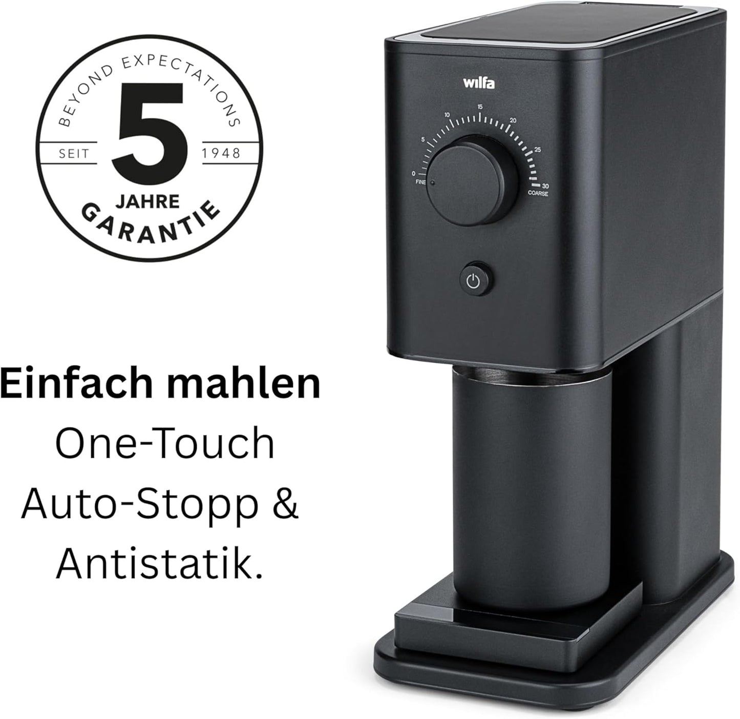 Wilfa Zense Alux Kaffeemühle elektrisch  30 Mahlgrade für Espresso, Filterkaffee