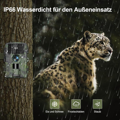 Wildkamera 4K,60MP Full HD WLAN mit Handyübertragung APP, Bewegungssensor, Nachtsicht
