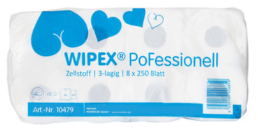 56 X WIPEX Toilettenpapier 3 lagig 56 Rollen hochweiß 250 Blatt