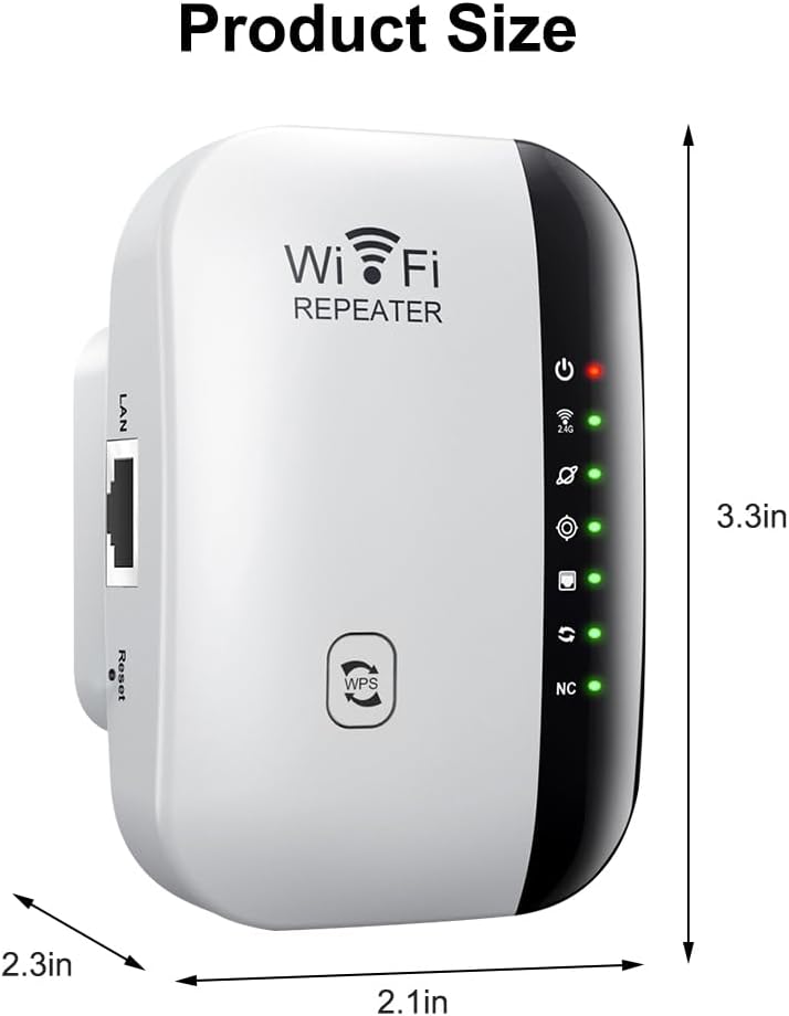 WLAN Verstärker mit Steckdose, 300Mbit/s WiFi Repeater, 2.4GHz mit WPS