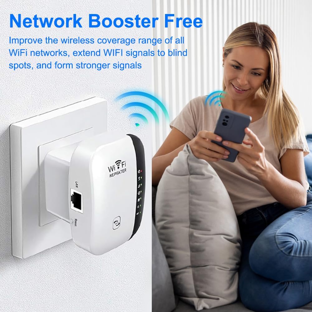 WLAN Verstärker mit Steckdose, 300Mbit/s WiFi Repeater, 2.4GHz mit WPS