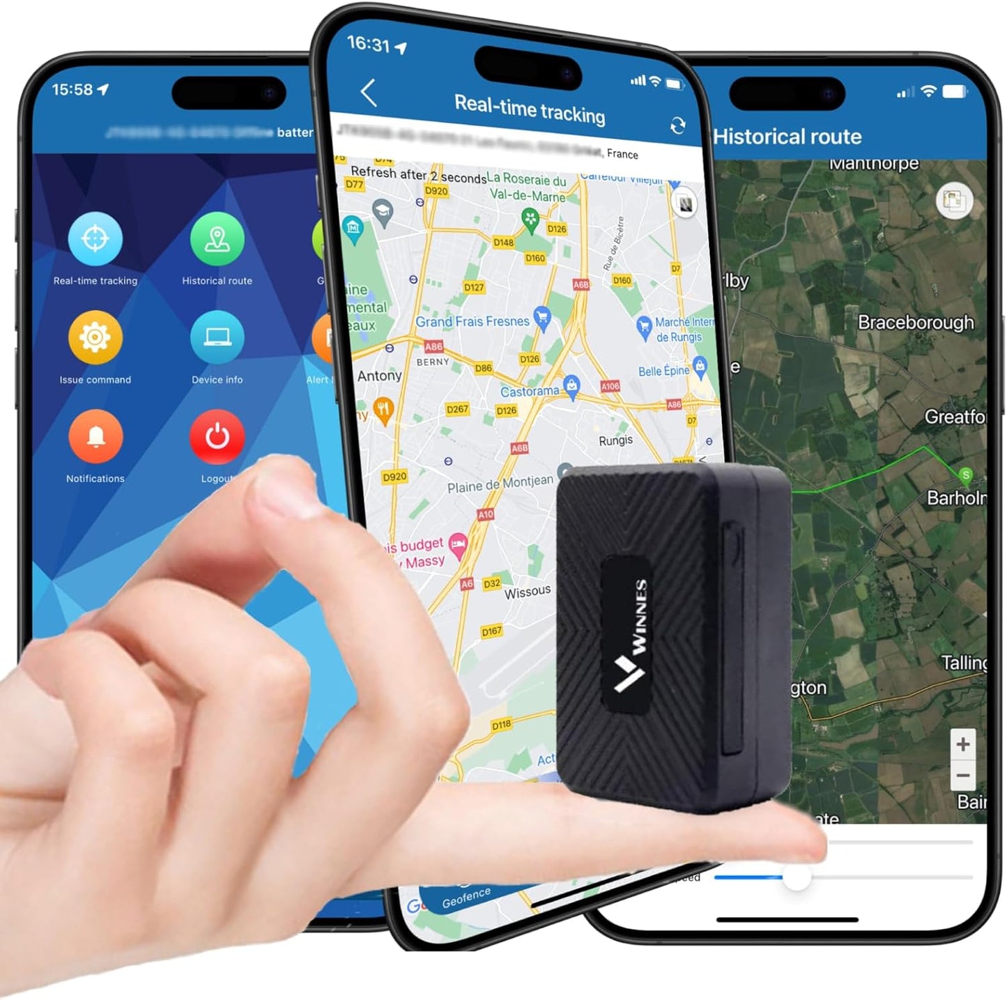 Winnes 4G Mini GPS Tracker 1500 mAh - Auto GPS/AGPS/LBS Echtzeit