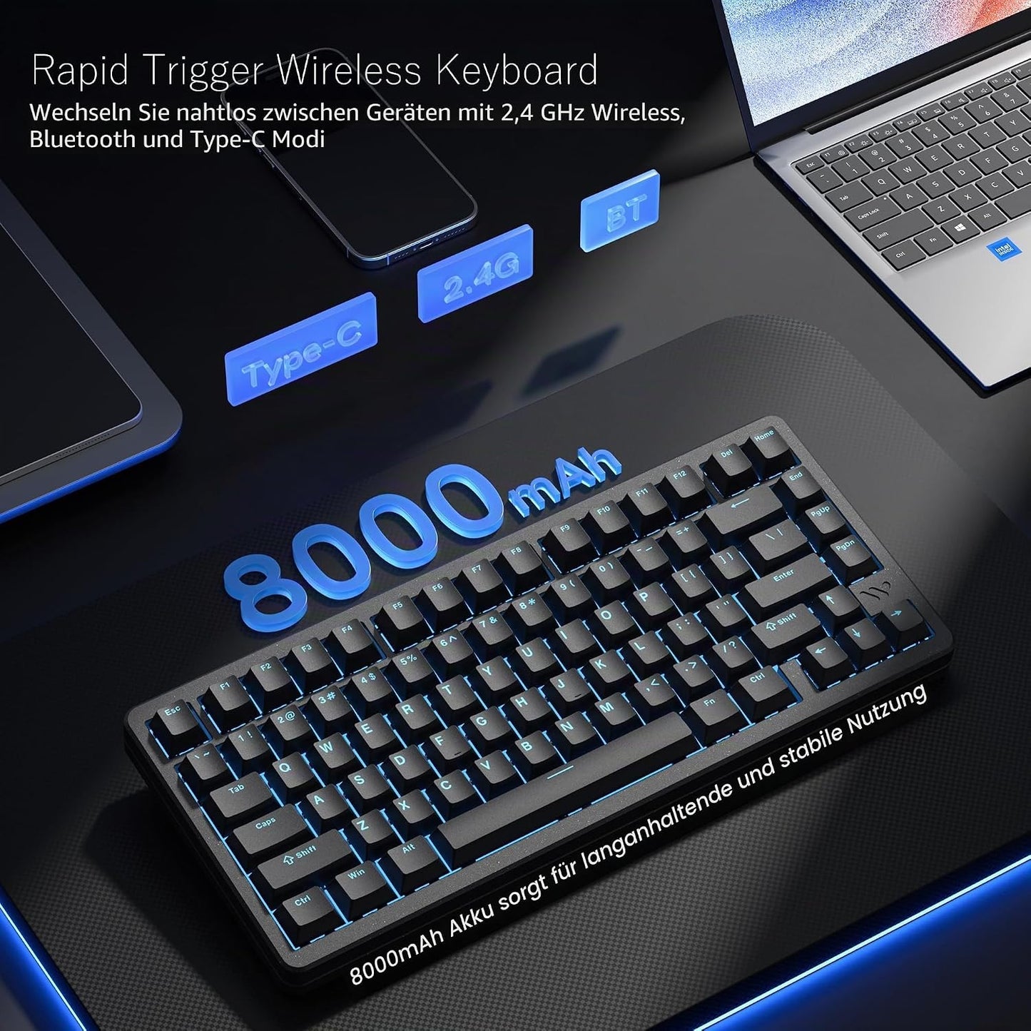 Womier SK75 TMR/HE Hall-Effekt-MechanischeTastatur, 75 %,Magnetschalter mit 8000 Hz Hot Swap