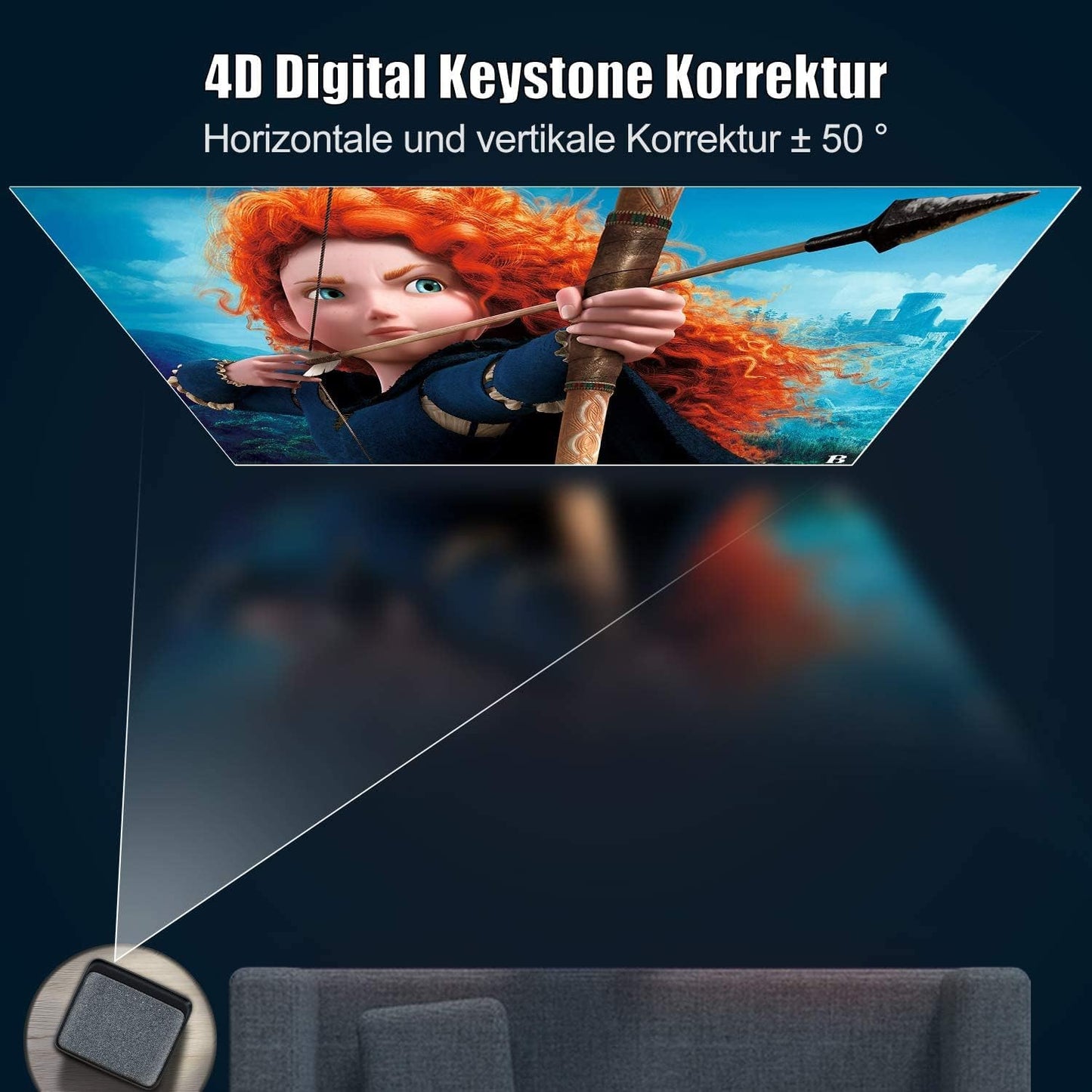 Wimius Beamer, Full HD 1080P 1200 ANSI Lumen 5G WiFi Bluetooth Beamer 4K Heimkino