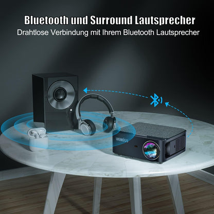 Wimius Beamer, Full HD 1080P 1200 ANSI Lumen 5G WiFi Bluetooth Beamer 4K Heimkino