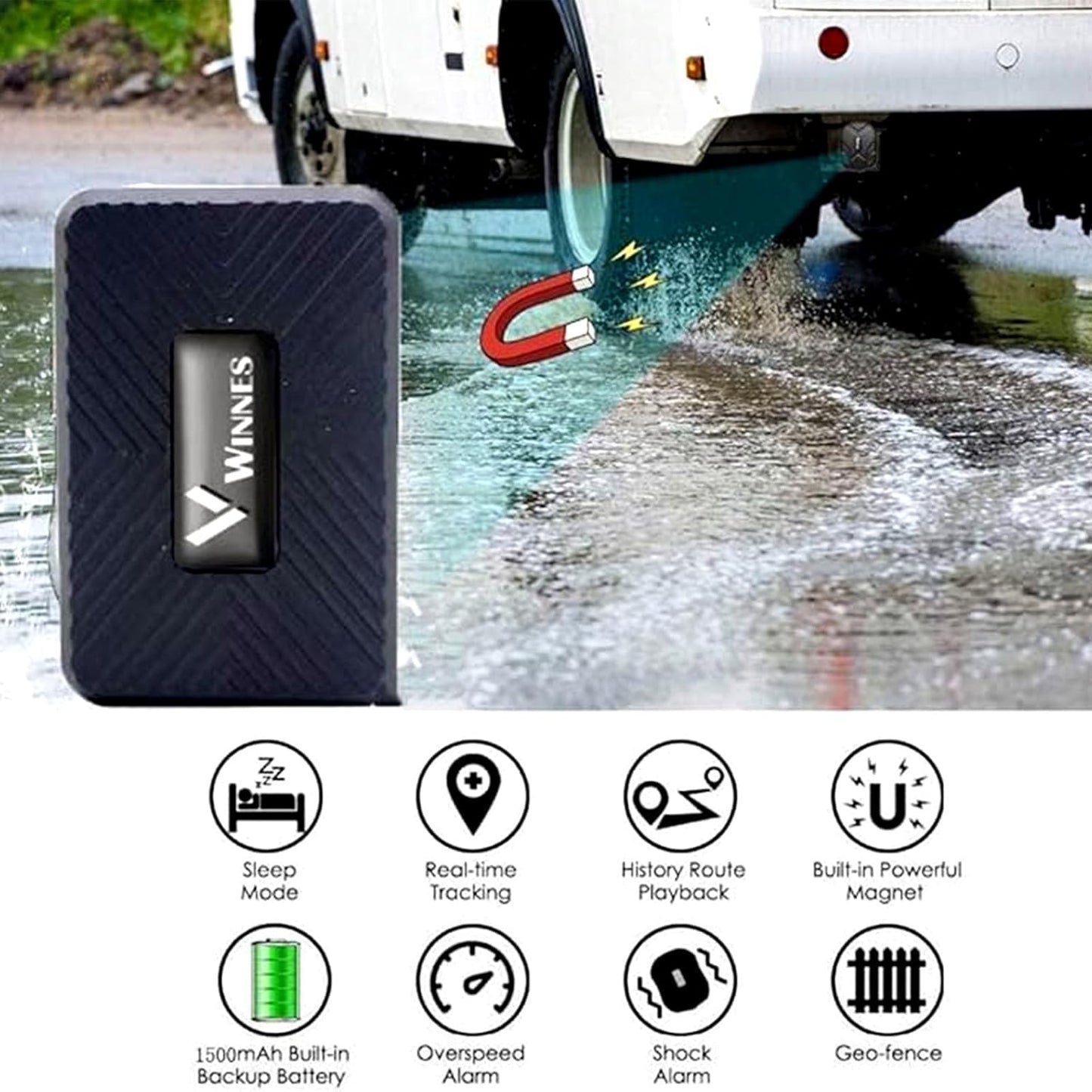 Winnes 4G Mini GPS Tracker 1500 mAh - Auto GPS/AGPS/LBS Echtzeit