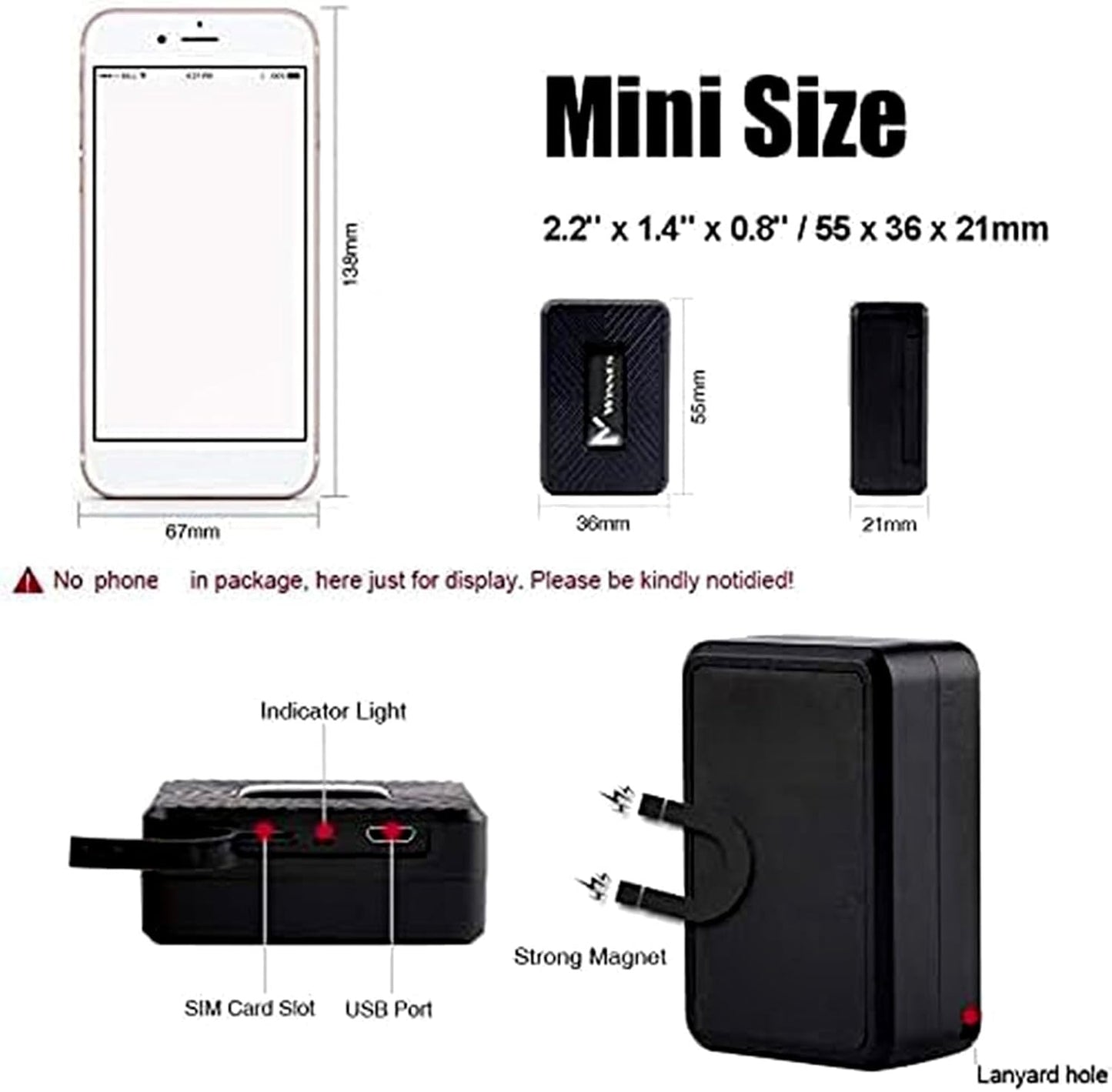 Winnes 4G Mini GPS Tracker 1500 mAh - Auto GPS/AGPS/LBS Echtzeit