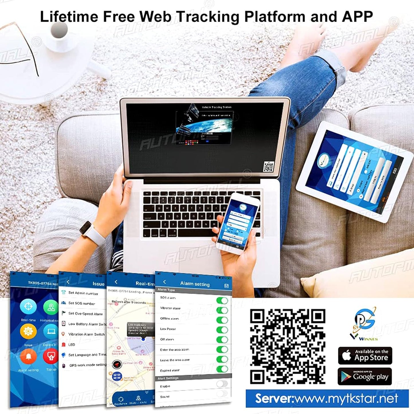 Winnes 4G Mini GPS Tracker 1500 mAh - Auto GPS/AGPS/LBS Echtzeit