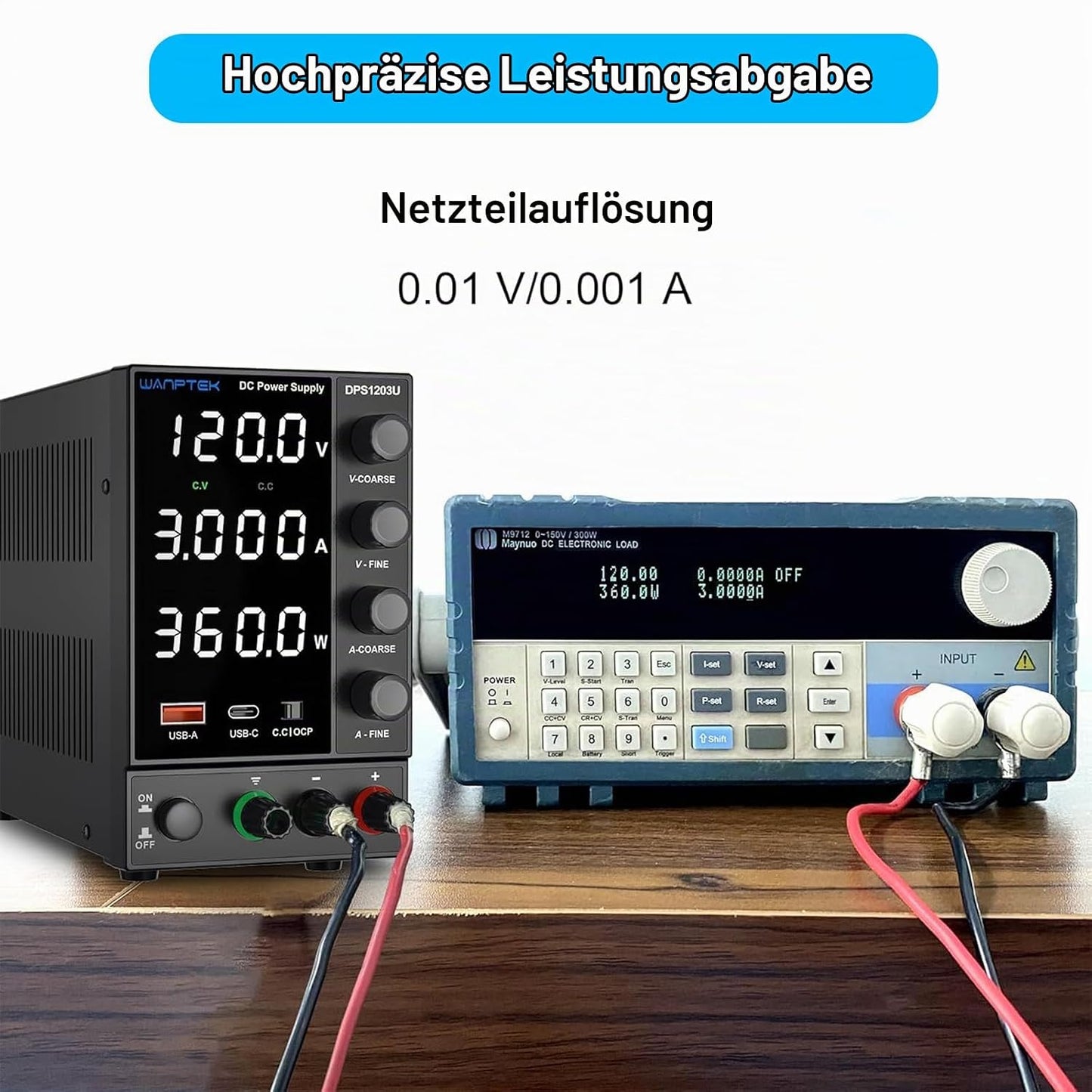WANPTEK Labornetzteil Regelbar 120V 3A mit OCP-Schutz/USB-A/Type-C Schnellladeanschluss,