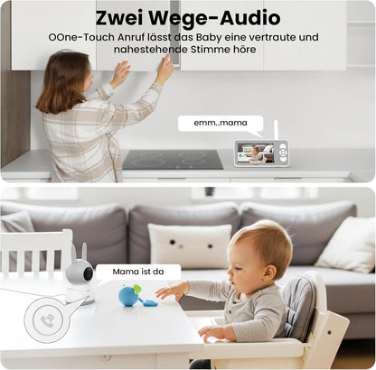 Wansview Babyphone mit Kamera 2,4/5 GHz WLAN- 5" 1080P mit App, IR Nachtsicht,