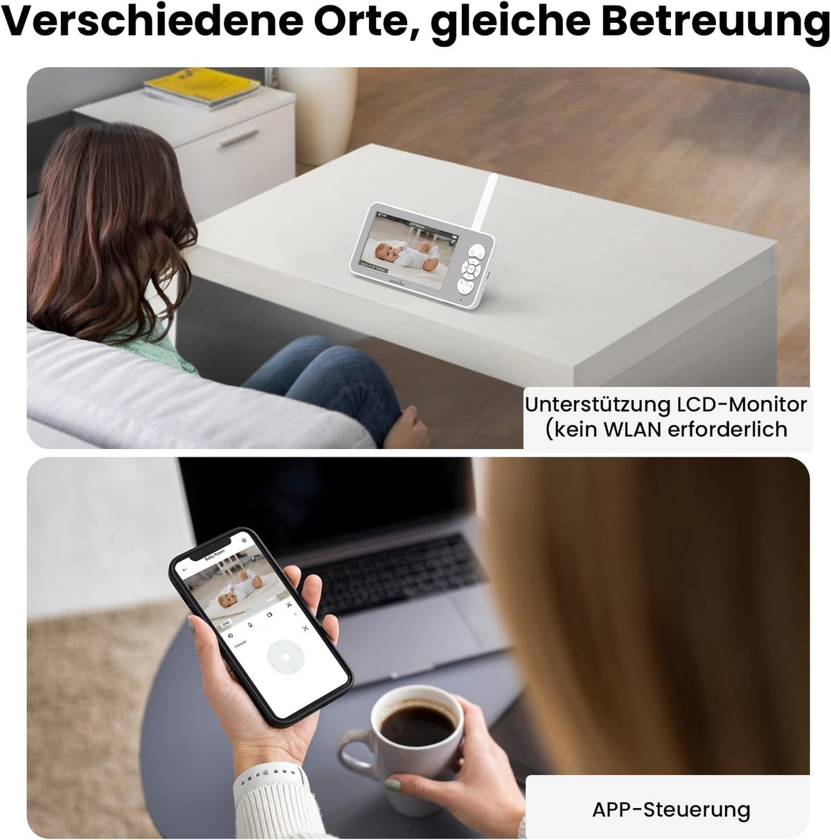 Wansview Babyphone mit Kamera 2,4/5 GHz WLAN- 5" 1080P mit App, IR Nachtsicht,