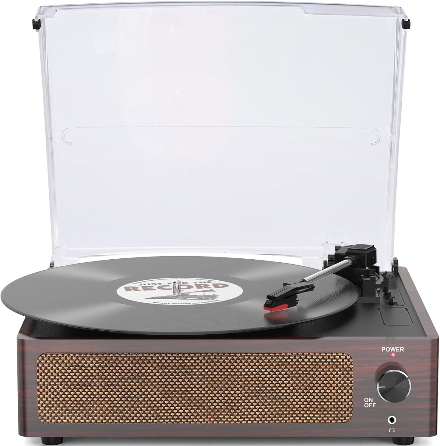 WOCKODER Plattenspieler, kabellos, tragbar, LP-Phonograph mit eingebauten Stereo-Lautsprechern, 3-Gang-Gang-Riemenantrieb, Plattenspieler aus Vinyl mit Lautsprechern