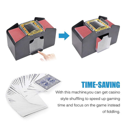 Wowlela Card Shuffler, Automatische Kartenmischmaschine 4 Deck für Poker, Rommé, UNO, Texas Holdem und Blackjack
